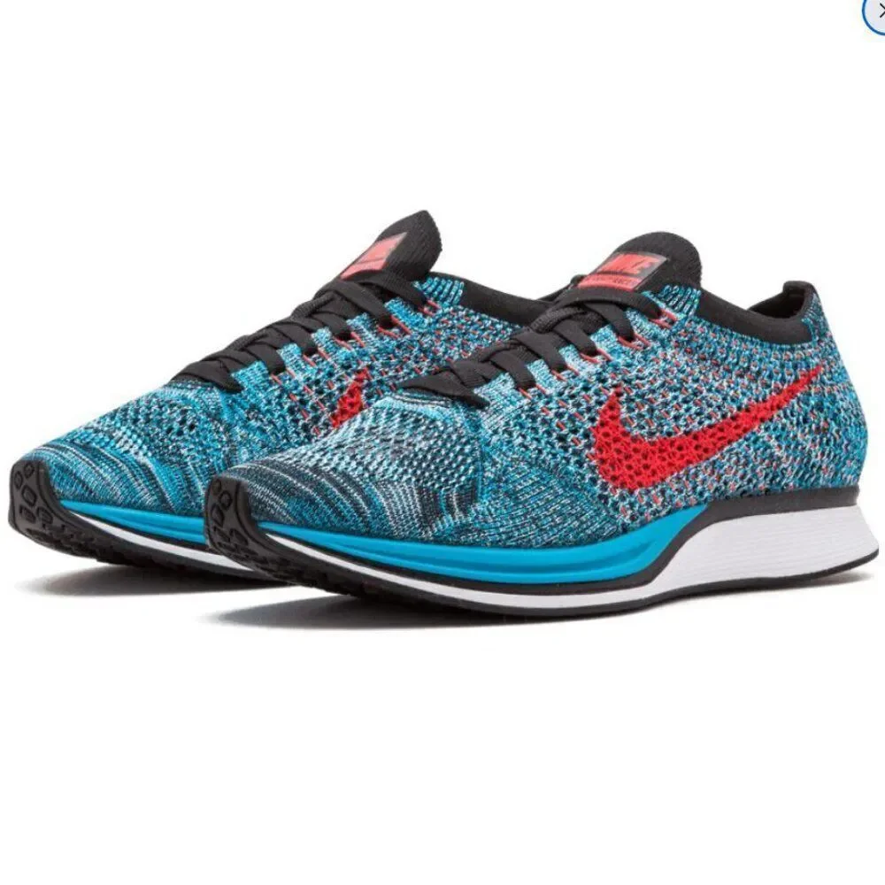 Nike Flyknit Racer Neo Turquoise 526628-404 Mens 11.5 US 45.5 EUR 10.5 UK NICE